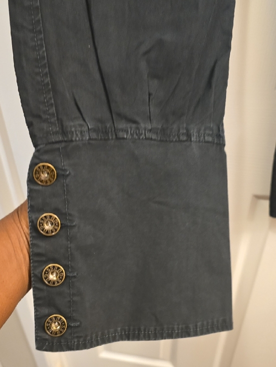 Guess Jeans Black Denim Cargo Capri Pants with Button Accent - Picture 5 of 6